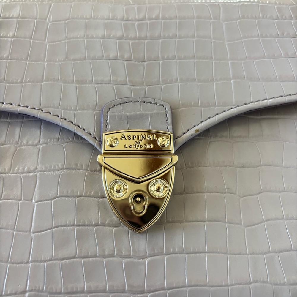 Aspinal of London Lilac Croc-Embossed Top-Handle Bag - Picture 6 of 11